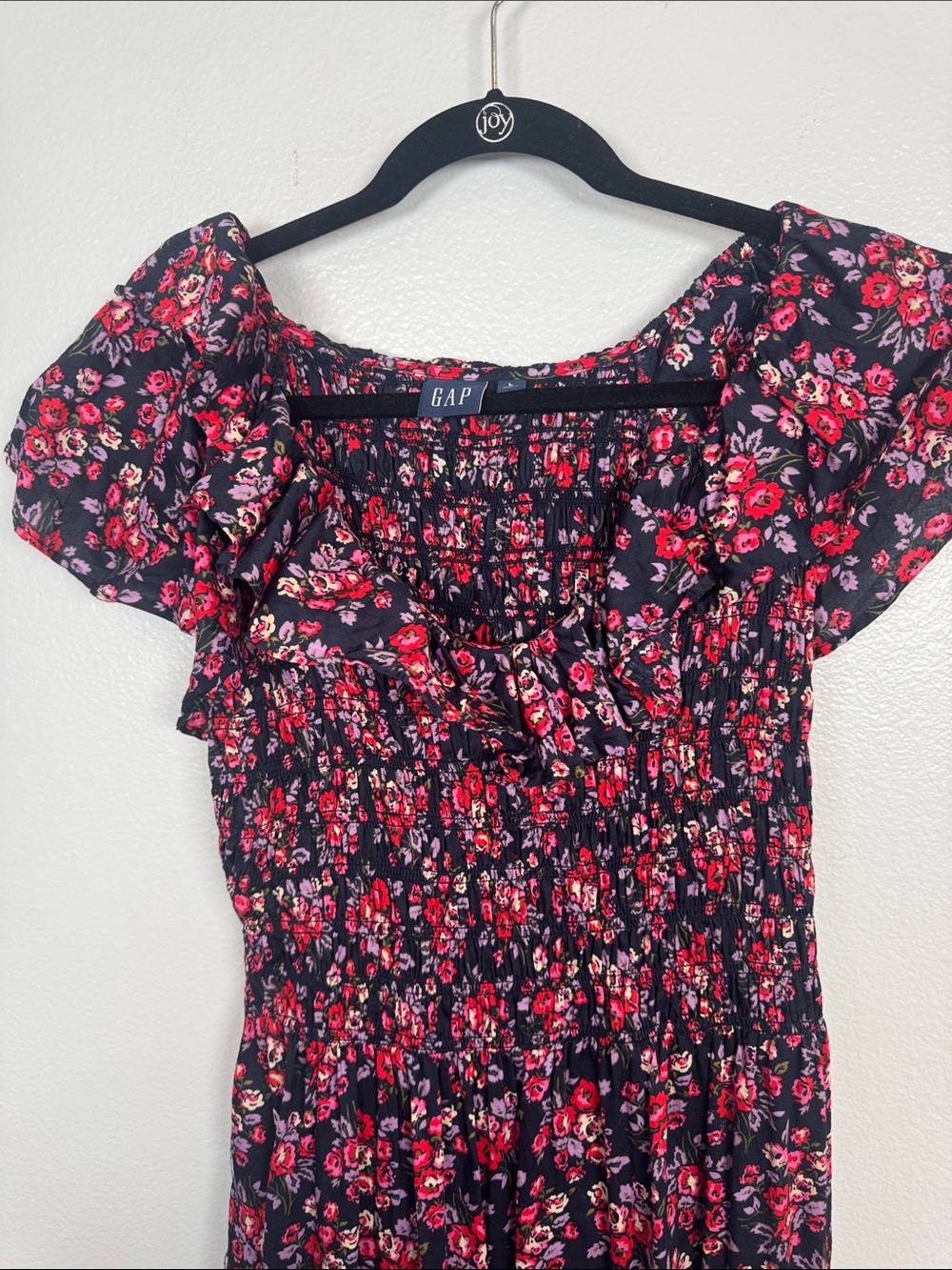 GAP Floral Flutter Sleeve Smocked Midi Dress Cotton Size Large - Picture 5 of 9